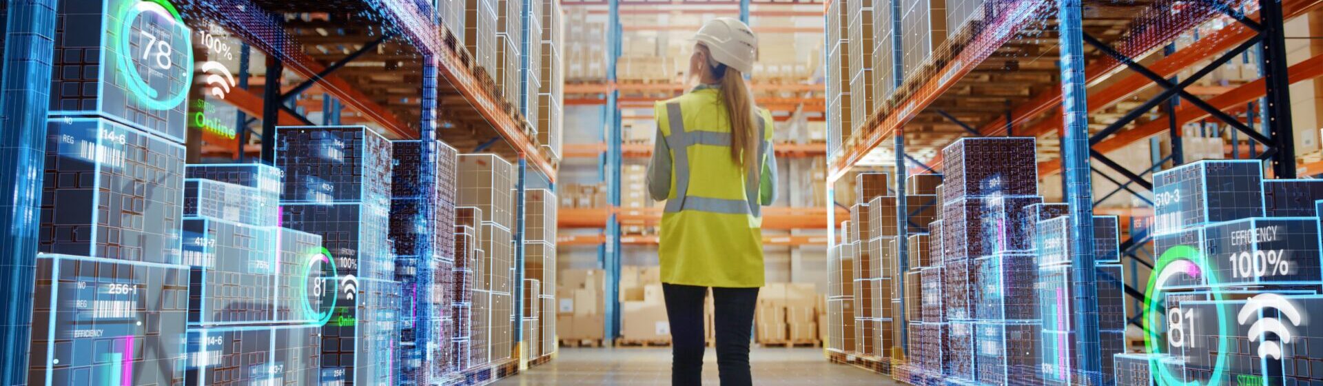 Futuristic,Technology,Retail,Warehouse:,Worker,Doing,Inventory,Walks,When,Digitalization